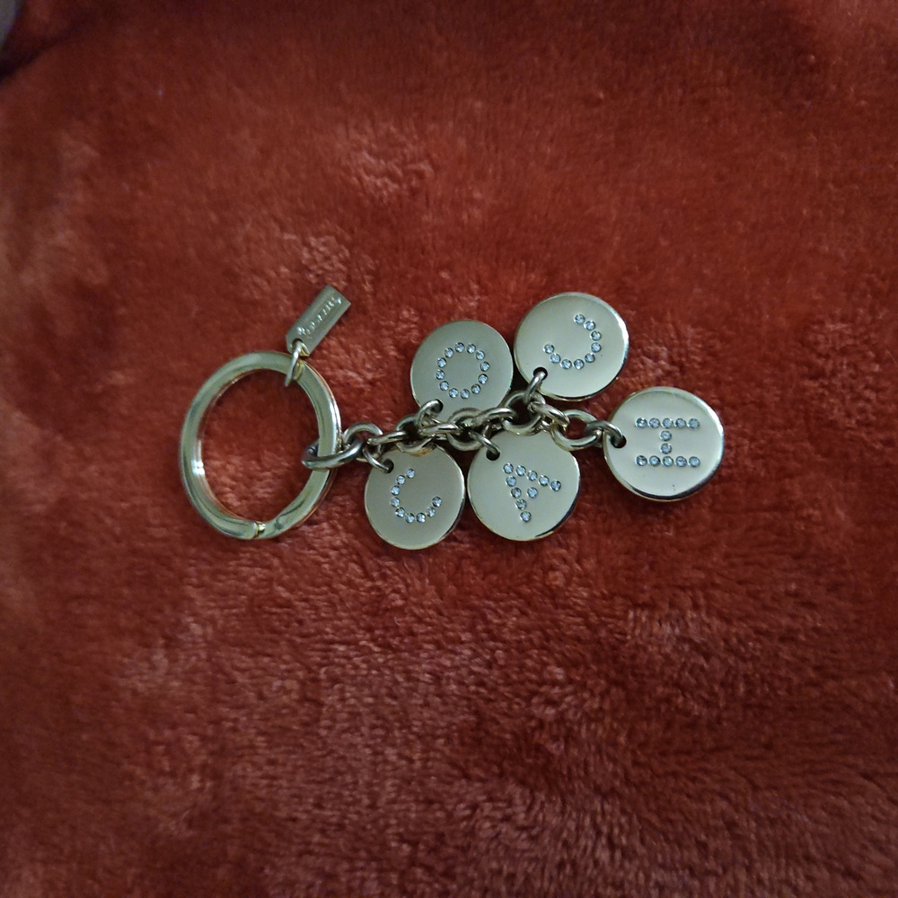 Rare Vintage Coach Gold Keychain Bag Charm with Crystal Accents - Picture 2 of 9